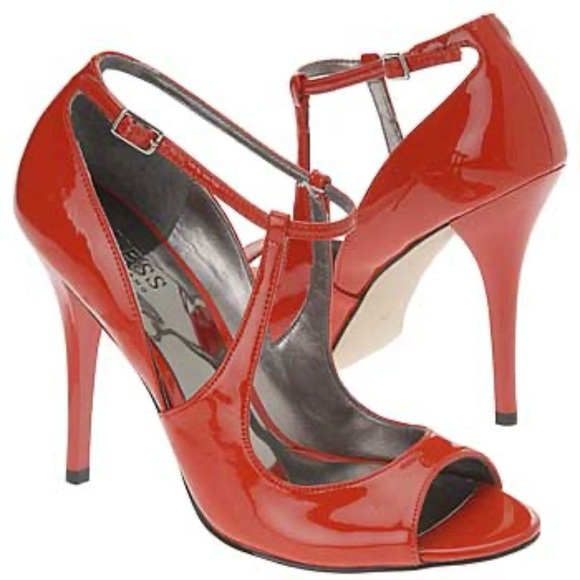 Guess Y2K patent leather orange heels. - Picture 1 of 9